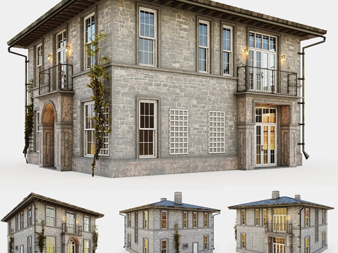  普罗旺斯风格复古小屋3d模型 