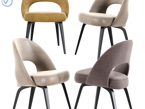  萨里宁行政边椅（木腿款2）3d模型 