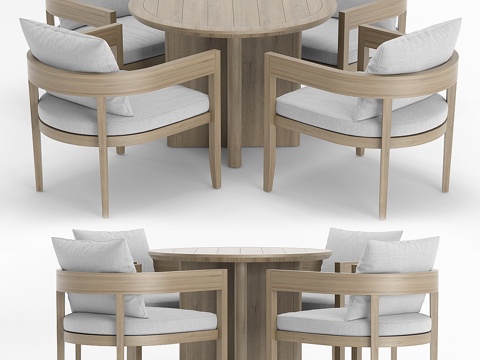  RH户外Baimain圆桌椅套装3d模型 