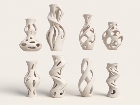  现代花瓶 镂空花瓶 艺术花瓶 装饰花瓶 干支花瓶 异形花瓶3d模型 