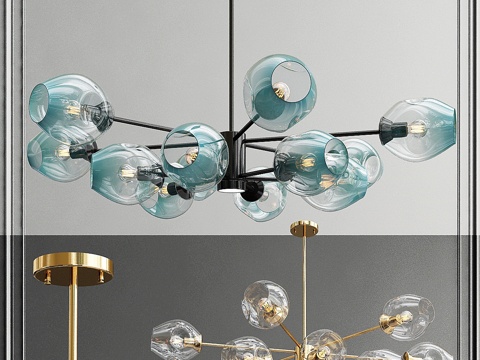  北欧风格玻璃吊灯3d模型 