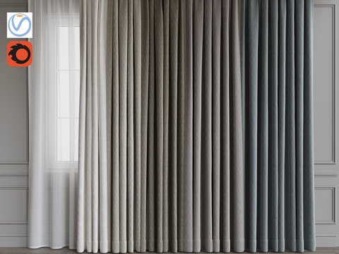  窗帘套装253d模型 