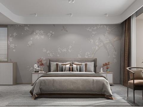  卧室床梳妆台3d模型 