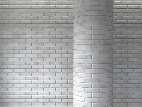  白色砖砌体3d模型 