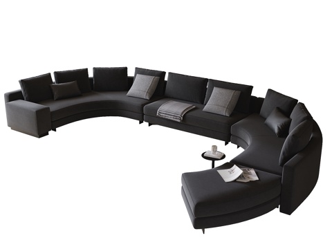 现代弧形沙发 多人沙发 别墅沙发su模型