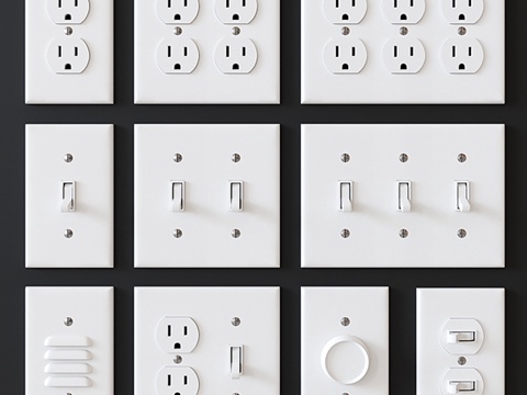  美式电源插座与开关3d模型 