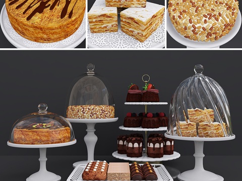  蛋糕吧台（花生蜂蜜蛋糕）3d模型 