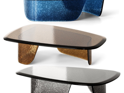  现代极简 Papadatos Pierre 玻璃茶几3d模型 