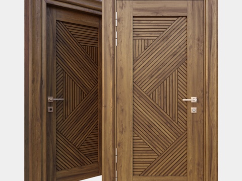  木质现代门3d模型 