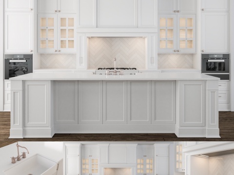  厨房新古典白色3d模型 