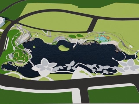  现代景观广场su模型 