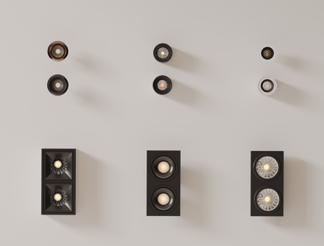 现代极简筒灯射灯 磁吸轨道射灯 明装转向射灯 线型灯 内嵌入su模型