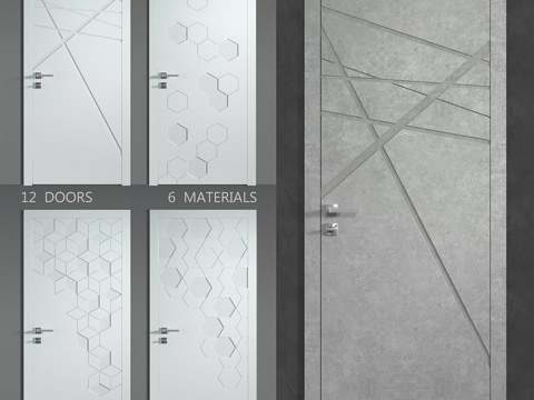  多利亚彩绘门系列3d模型 