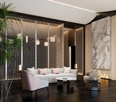  售楼处洽谈区3d模型 