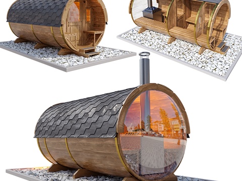  芬兰户外桶式桑拿房3d模型 