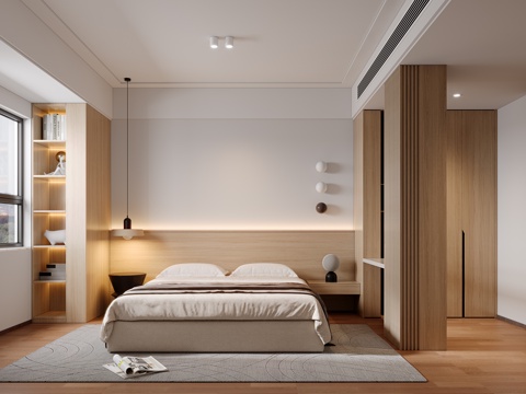  原木风主卧3d模型 