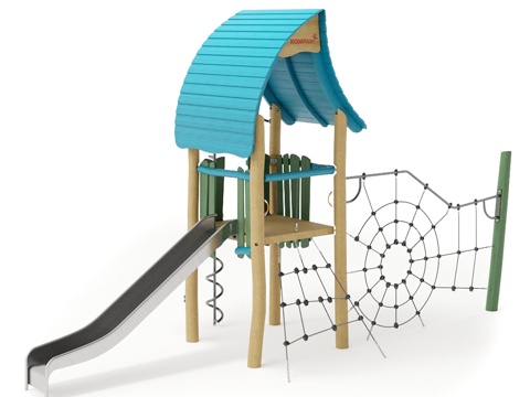  KOMPAN. “蜘蛛网塔、滑梯与螺旋攀爬架”3d模型 