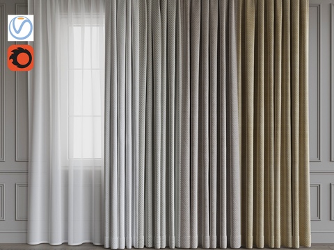  窗帘套装233d模型 