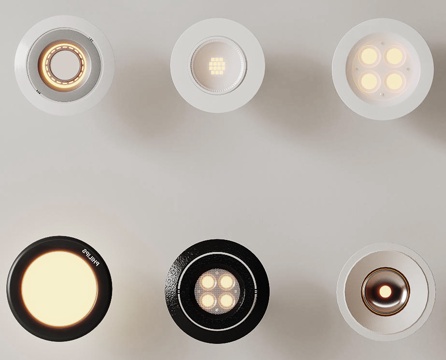 现代极简筒灯射灯 磁吸轨道射灯 明装转向射灯 线型灯 内嵌入su模型