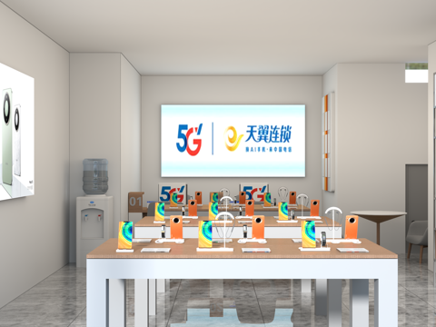  手机店室内效果图3d模型 