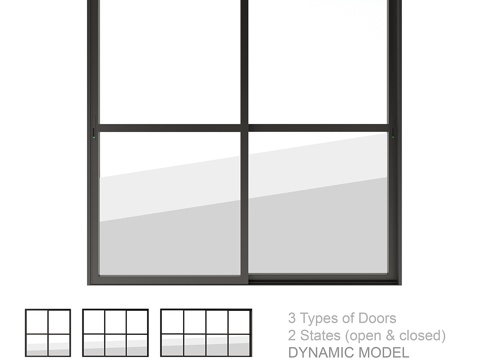  动态推拉门套装033d模型 