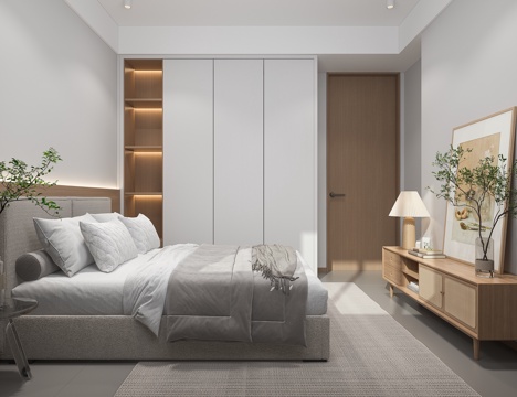  卧室床电视柜3d模型3d模型 