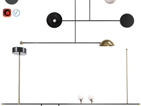  天花灯套装313d模型 