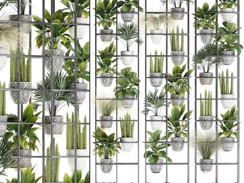  垂直园艺. 31. 带花草的架子3d模型 