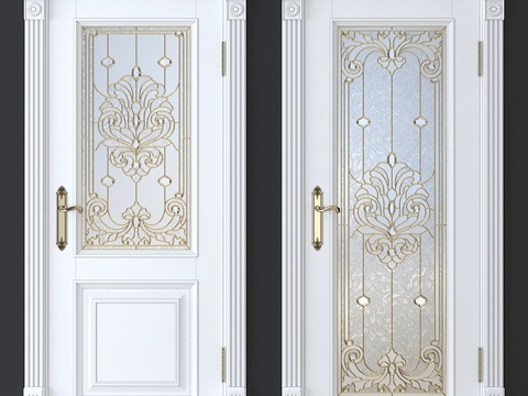  彩绘玻璃门3d模型 