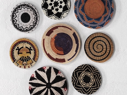  非洲藤编壁挂篮3d模型 