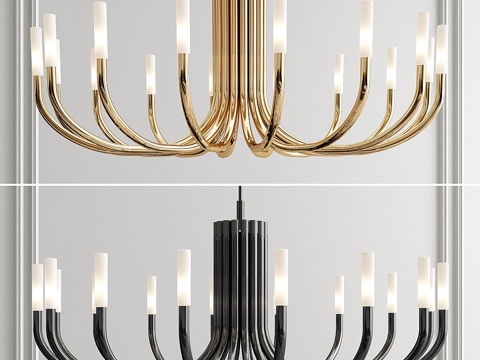  卢梭大型椭圆吊灯3d模型 