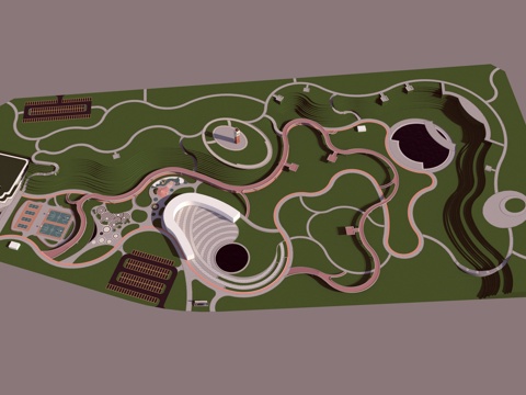  现代景观公园su模型 