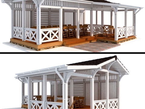  现代风格凉亭3d模型 