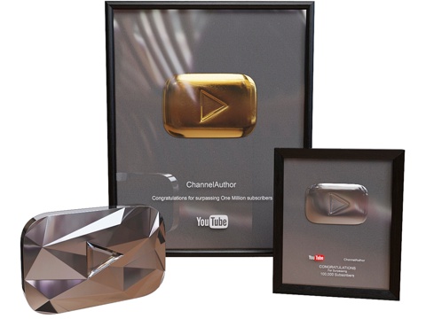  YouTube播放按钮装饰套装3d模型 