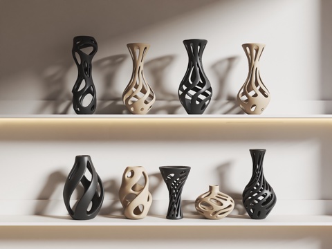  现代花瓶 镂空花瓶 艺术花瓶 装饰花瓶 干支花瓶 异形花瓶3d模型 