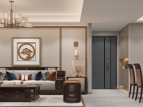  客餐厅沙发餐桌椅3d模型 