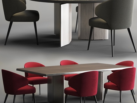  Minotti套装 - Morgan餐桌与Aston餐椅3d模型 