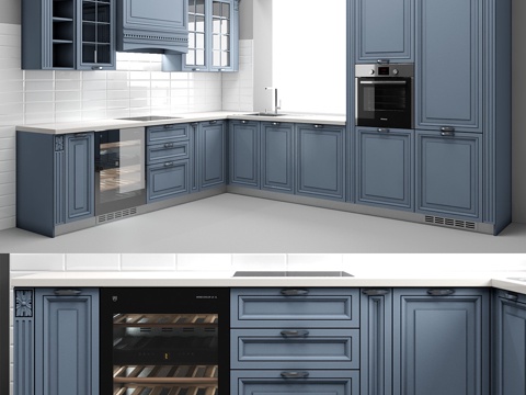  转角厨房3d模型 