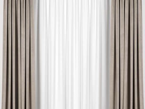  棕色纱帘3d模型 