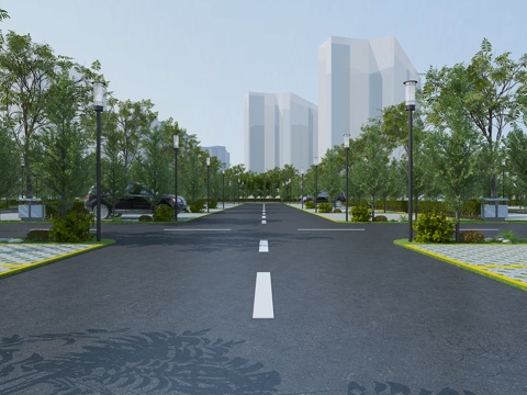  户外停车场停车位3d模型 