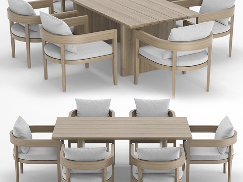  RH户外Baimain矩形桌椅3d模型 