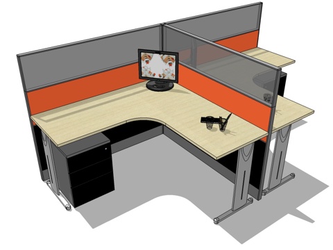  办公桌 工位 屏风卡位 办公椅 文件柜su模型 