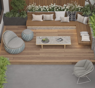  现代奶油风庭院花园 屋顶花园 露台景观 休闲转角卡座 软包抱3d模型 