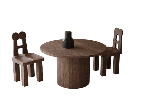 现代餐桌椅 圆形餐桌 餐椅su模型