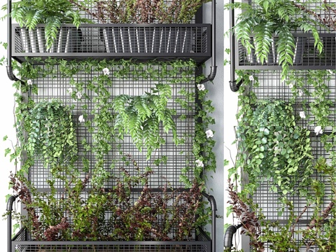  JC墙面网格花盆53d模型 