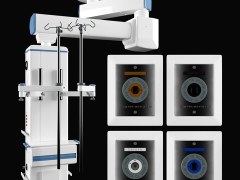  天花板医用气体吊灯3d模型 