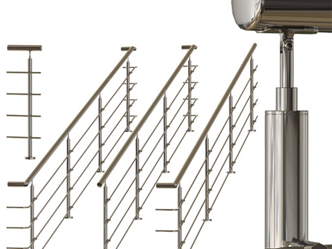  不锈钢栏杆 13d模型 