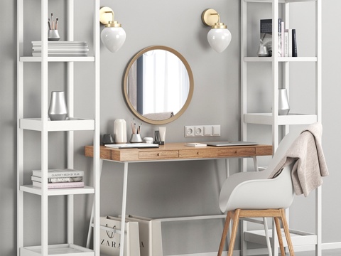  宜家女士梳妆台与工作区3d模型 