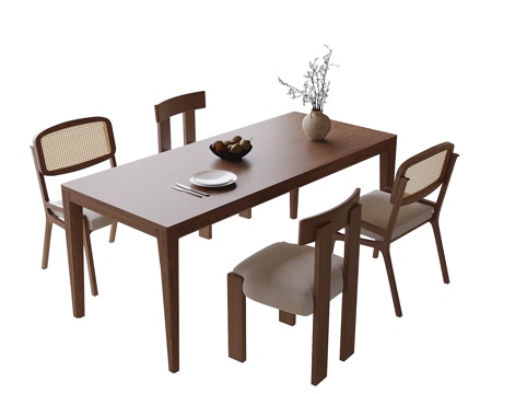 现代餐桌椅 餐椅 餐桌su模型