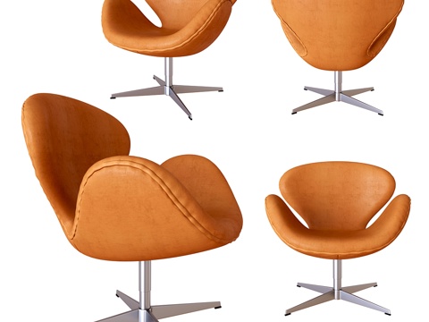  天鹅椅 弗利茨·汉森 麂皮革3d模型 